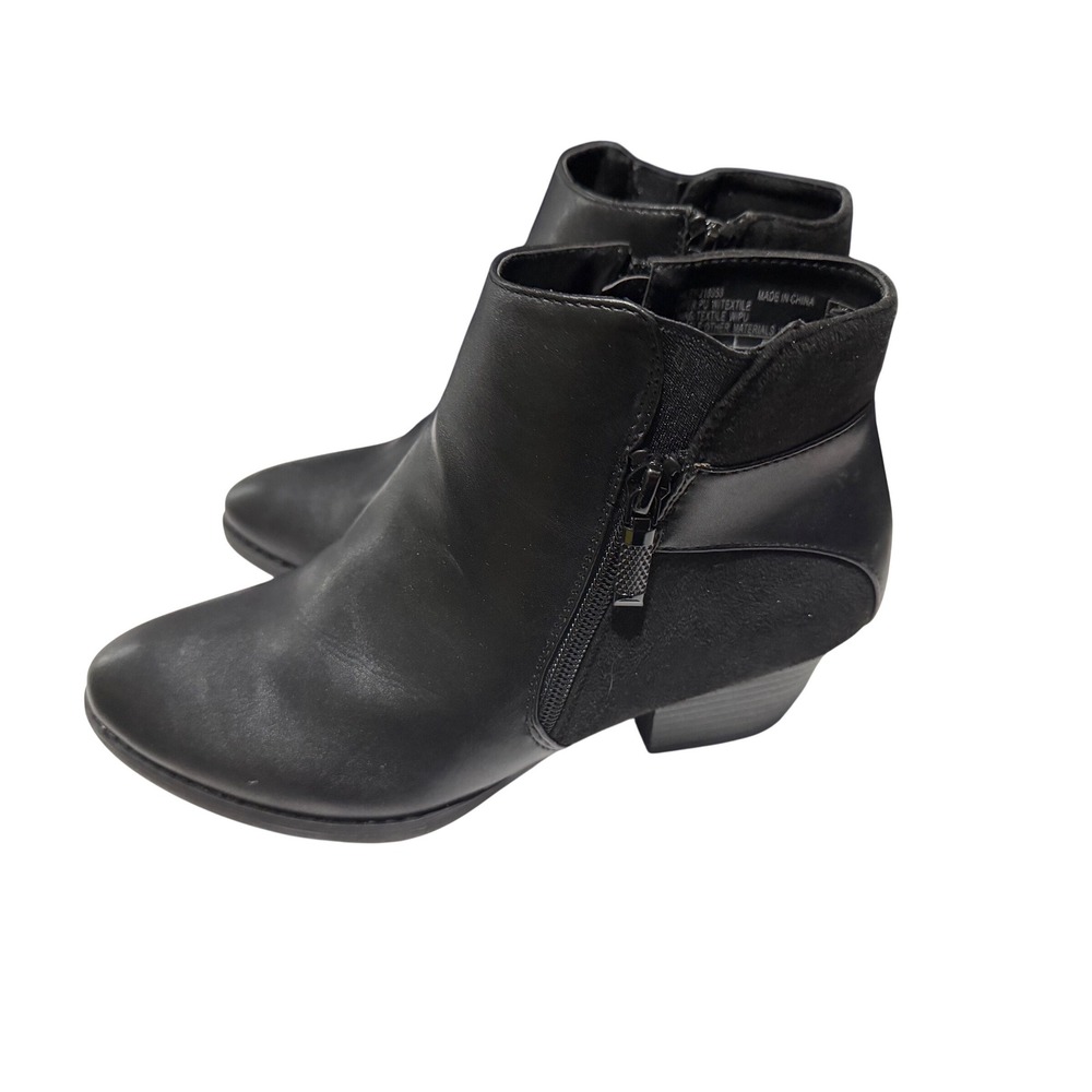 Avenue Wide width Haley Ankle Boots Side Zip Vegan leather Block Heel Womens 7W
